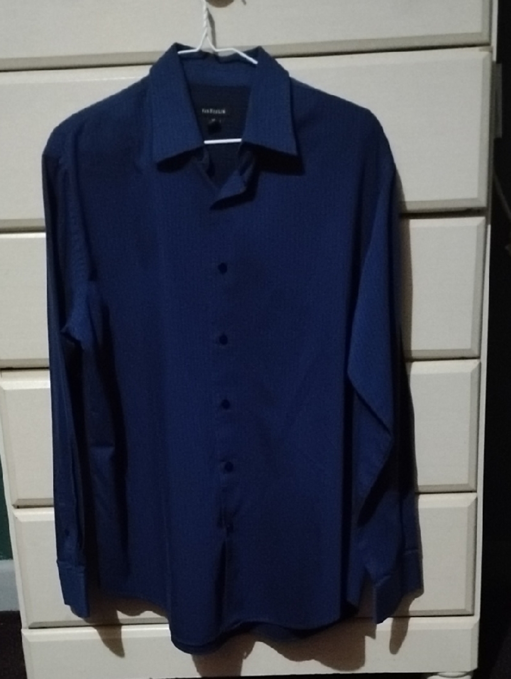 VAN HEUSEN Deep Blue, Long Sleeve, Button Down  Dress Shirt
